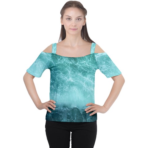 Green Ocean Splash Cutout Shoulder Tee by snowwhitegirl