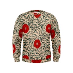 Papanese Floral Red Kids  Sweatshirt by snowwhitegirl