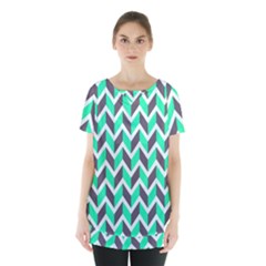 Zigzag Chevron Pattern Green Grey Skirt Hem Sports Top by snowwhitegirl