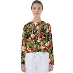 Fruit Blossom Black Women s Slouchy Sweat