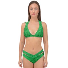 Green Glitter Double Strap Halter Bikini Set by snowwhitegirl