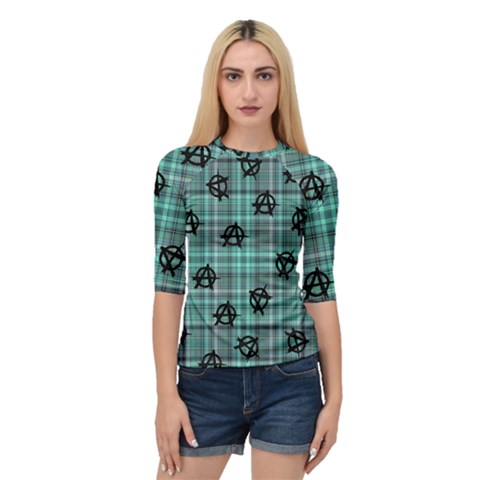 Aqua  Plaid Anarchy Quarter Sleeve Raglan Tee by snowwhitegirl