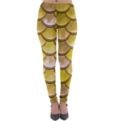 Yellow  Mermaid Scale Lightweight Velour Leggings