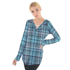 Teal Plaid Tie Up Tee by snowwhitegirl