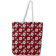 Eggs Red Full Print Rope Handle Tote (large) by snowwhitegirl