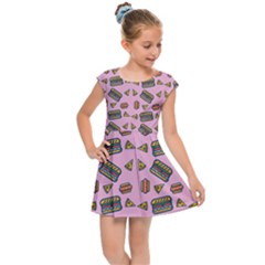 Fast Food Pink Kids Cap Sleeve Dress