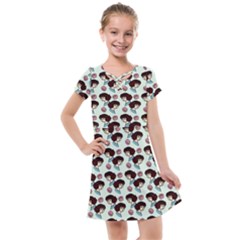 Redhead Girl Blue Kids  Cross Web Dress