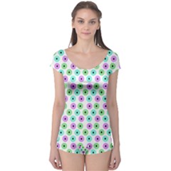 Eye Dots Green Violet Boyleg Leotard  by snowwhitegirl