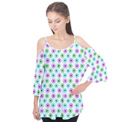 Eye Dots Green Violet Flutter Tees