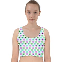 Eye Dots Green Violet Velvet Racer Back Crop Top