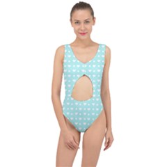 Hearts Dots Blue Center Cut Out Swimsuit