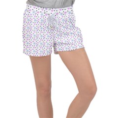 Hearts And Star Dot White Women s Velour Lounge Shorts