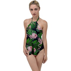 Flamingo Floral Black Go With The Flow One Piece Swimsuit