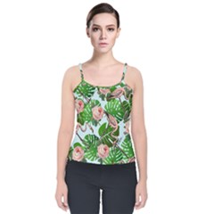 Flamingo Floral Blue Velvet Spaghetti Strap Top by snowwhitegirl