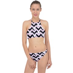 Pink Teapot Chevron Racer Front Bikini Set