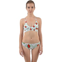 Watermelon Chevron Green Wrap Around Bikini Set by snowwhitegirl