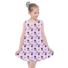 School Girl Pattern Pink Kids  Summer Dress