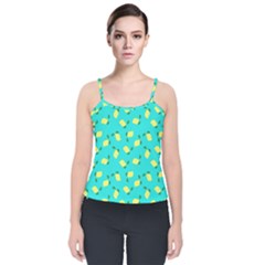 Lemons Blue Velvet Spaghetti Strap Top