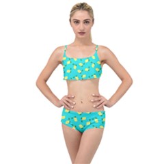 Lemons Blue Layered Top Bikini Set