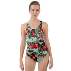 Fruit Branches Green Cut-out Back One Piece Swimsuit by snowwhitegirl