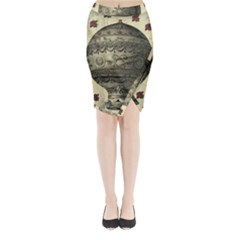 Vintage Air Balloon With Roses Midi Wrap Pencil Skirt by snowwhitegirl