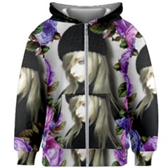 Doll Floral Kids Zipper Hoodie Without Drawstring