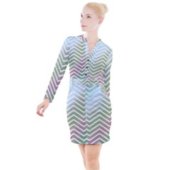 Ombre Zigzag 02 Button Long Sleeve Dress