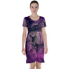 Wonderful Flower In Ultra Violet Colors Short Sleeve Nightdress by FantasyWorld7