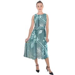 Green Tree Midi Tie-back Chiffon Dress