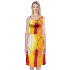 Three Red Chili Peppers Midi Sleeveless Dress by FunnyCow