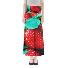 Red Strawberries Full Length Maxi Skirt by FunnyCow