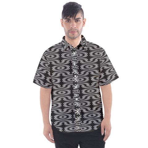 Monochrome Centipede Arabesque Men s Short Sleeve Shirt by linceazul