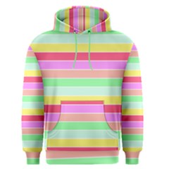 Pastel Rainbow Sorbet Horizontal Deck Chair Stripes Men s Pullover Hoodie by PodArtist