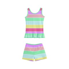 Pastel Rainbow Sorbet Horizontal Deck Chair Stripes Kid s Boyleg Swimsuit by PodArtist