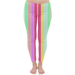 Pastel Rainbow Sorbet Deck Chair Stripes Classic Winter Leggings by PodArtist