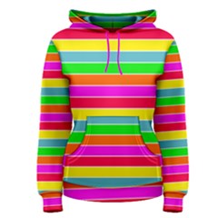 Neon Hawaiian Rainbow Horizontal Deck Chair Stripes Women s Pullover Hoodie by PodArtist