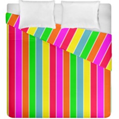 Neon Hawaiian Rainbow Deck Chair Stripes Duvet Cover Double Side (king Size) by PodArtist