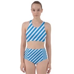 Oktoberfest Bavarian Blue And White Candy Cane Stripes Racer Back Bikini Set by PodArtist