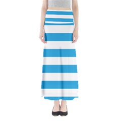 Oktoberfest Bavarian Blue And White Large Cabana Stripes Full Length Maxi Skirt by PodArtist