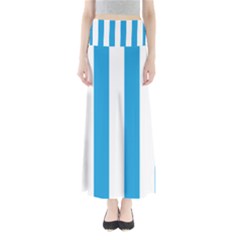 Oktoberfest Bavarian Blue And White Large Cabana Stripes Full Length Maxi Skirt by PodArtist