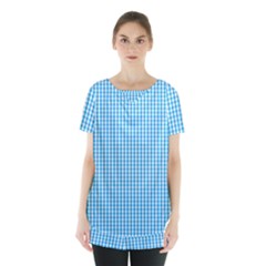 Oktoberfest Bavarian Blue And White Gingham Check Skirt Hem Sports Top by PodArtist