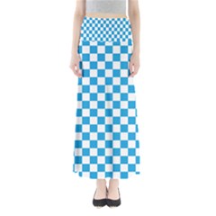 Oktoberfest Bavarian Large Blue And White Checkerboard Full Length Maxi Skirt by PodArtist