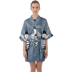 Pop Art  Bee Quarter Sleeve Kimono Robe by Valentinaart