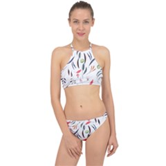 Watercolor Tablecloth Fabric Design Racer Front Bikini Set