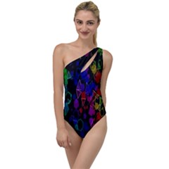 Rainbow Pattern Geometric Texture To One Side Swimsuit