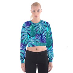 Leaves Tropical Palma Jungle Cropped Sweatshirt by Sapixe