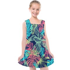 Leaves Tropical Picture Plant Kids  Cross Back Dress