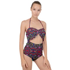 Color Maze Of Minds Scallop Top Cut Out Swimsuit by MRTACPANS