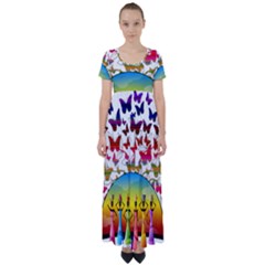 African Americn Art African American Women High Waist Short Sleeve Maxi Dress by AlteredStates