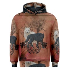 Awesome Black And White Wolf Men s Overhead Hoodie by FantasyWorld7